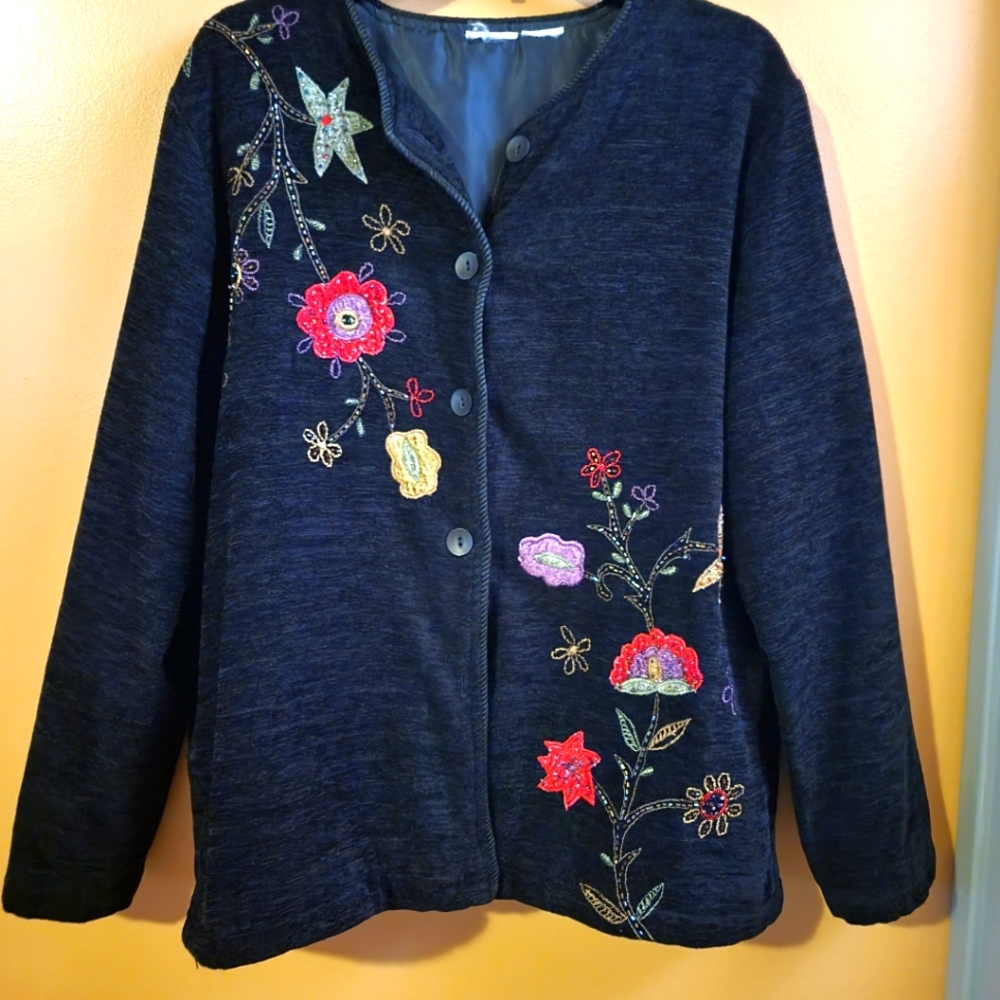 Embroidery embellished jacket